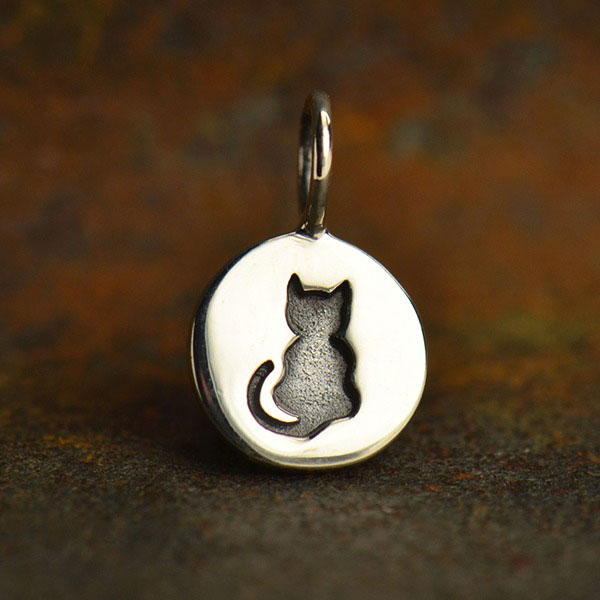 Sterling Silver Layered Fluffy Cat Charm
