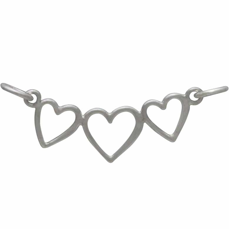 Sterling Silver Stone Studed Linked Broken Heart Pendant - Silver Palace
