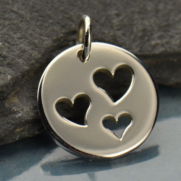 Heart Charm with Two Heart Cutouts